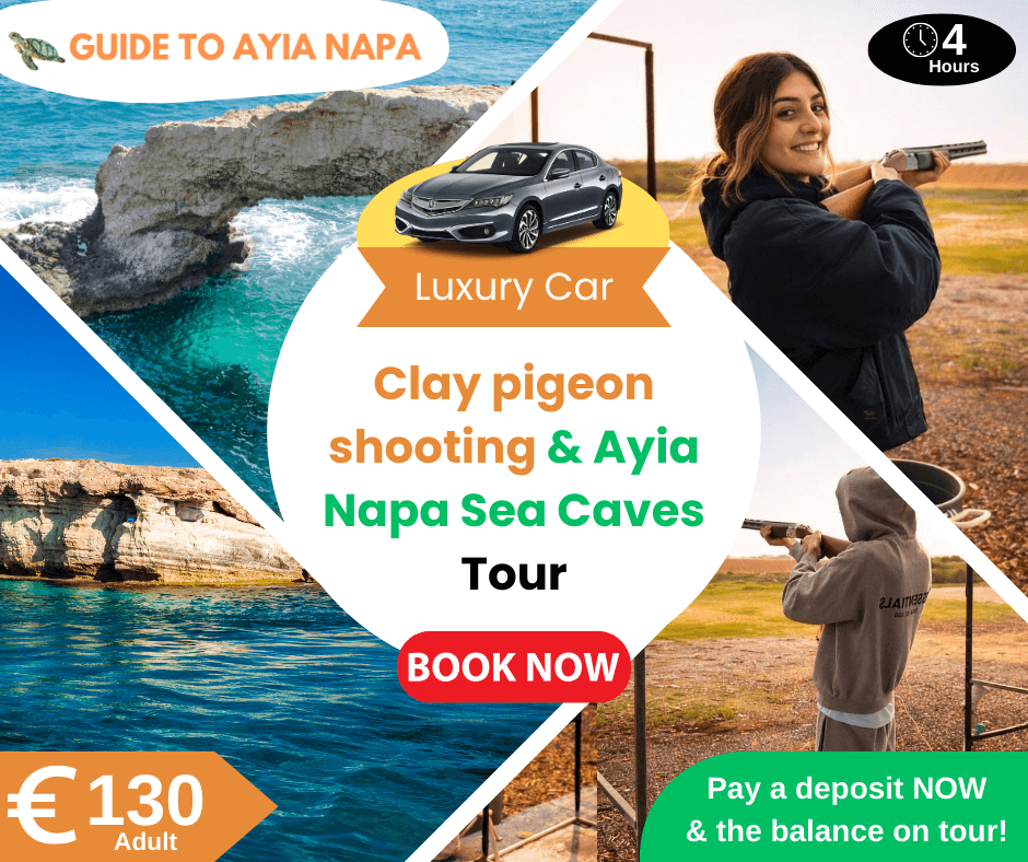Clay pigeon shooting & Ayia Napa Sea Caves Tour in a Luxury Vehicle