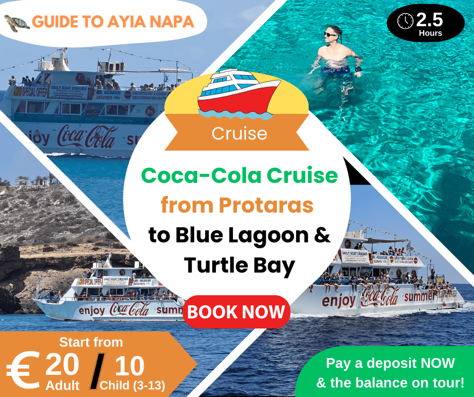 Coca-Cola Cruise from Protaras to Blue Lagoon & Turtle Bay