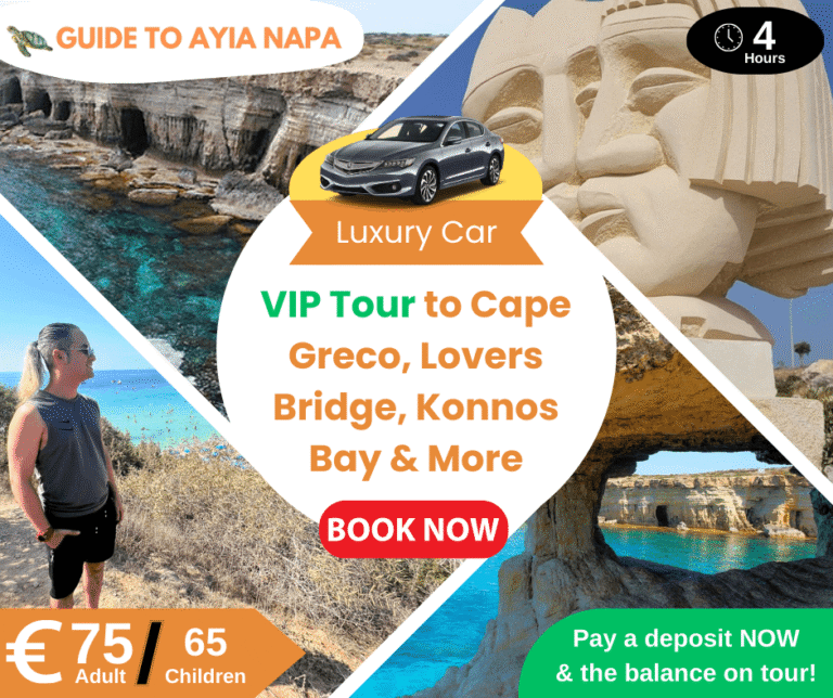 VIP Tour to Cape Greco, Lovers Bridge, Konnos Bay & More in a Luxury Vehicle