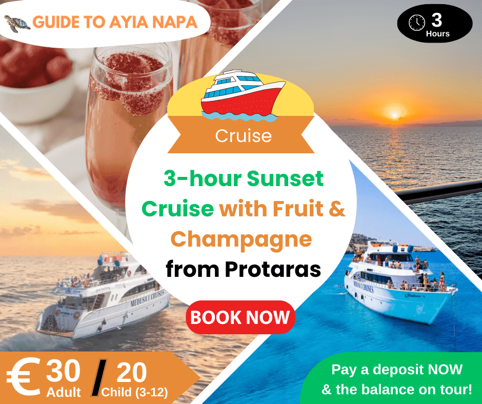 3-hour Sunset Cruise with Fruit & Champagne from Protaras